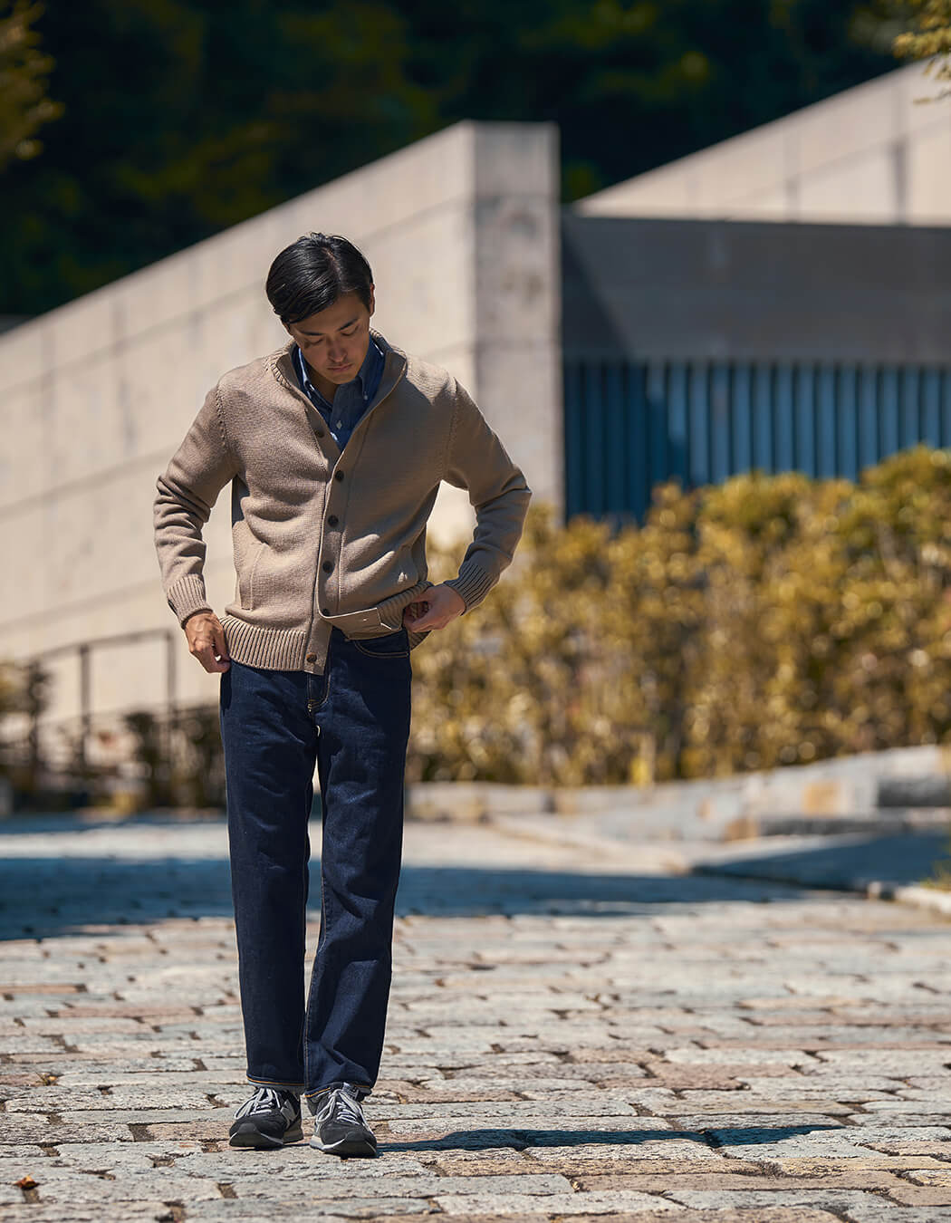 【美品】Maker's Shirt鎌倉　 スタンドカラーカーディガン　ネイビー メーカーズシャツ鎌倉 【人気アイテム】スタンドカラー